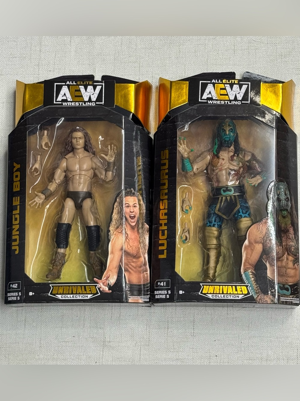 2021 AEW Jazwares Unrivaled Series 5 #41 #42 Luchasaurus & Jungle boy
